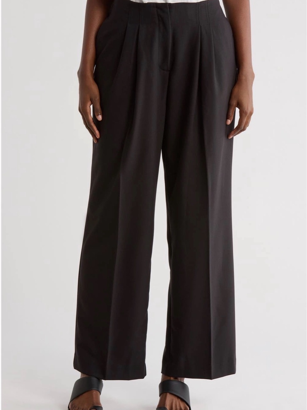 Adrianna Papell Pleated Wide Leg Pants - black sz 8